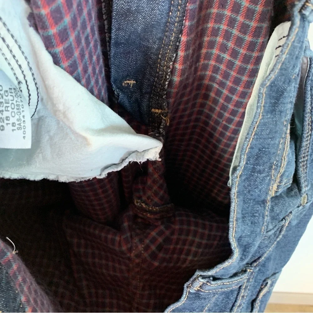 Cabela’s Dark Washed Plaid Lined High Rise Jeans Size‎ 18R